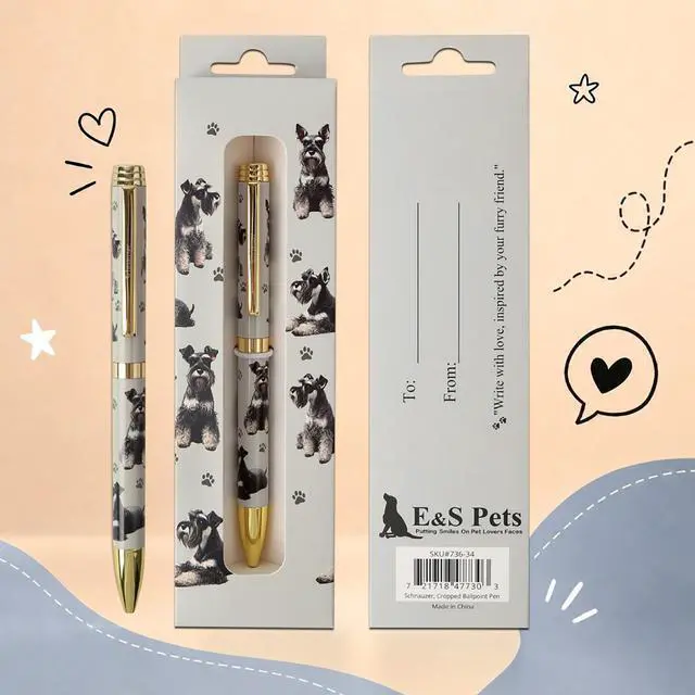 Main image of E&S Pets Refillable Ball Point Pen in Gift Box, Schnauzer, Cropped