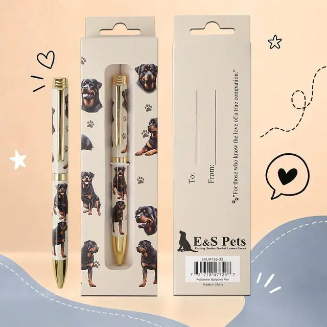 Main image of E&S Pets Refillable Ball Point Pen in Gift Box, Rottweiler Dog