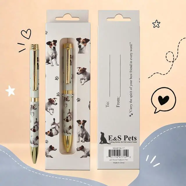 Main image of E&S Pets Refillable Ball Point Pen in Gift Box, Jack Russell Terrier Dog