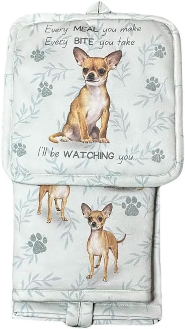 Main image of E&S Pets Chihuahua 3 Piece Kitchen Set - Oven Mitt, Towel, Pot Holder