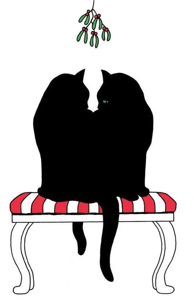 Main image of Paperproducts Design "Black Cat Mistletoe" Paper Cocktail/Beverage Napkins