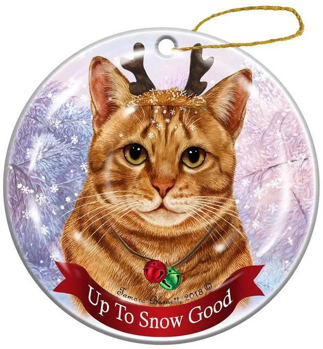 Main image of Holiday Pet Gifts Orange Tabby Cat Porcelain Christmas Ornament