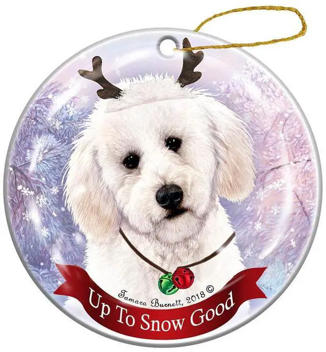 Main image of Holiday Pet Gifts Labradoodle White Dog Porcelain Christmas Ornament