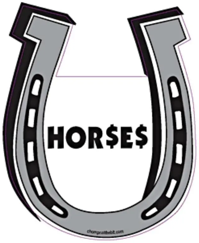 Main image of HOR$E$ Horses & Money Horseshoe Magnet for Car or Trailer