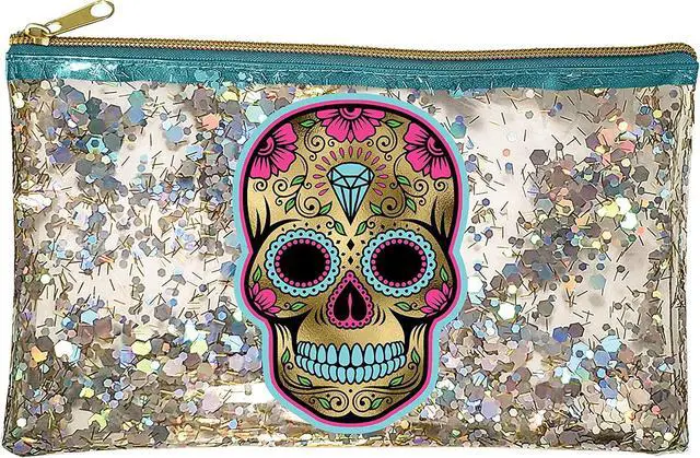 Main image of Spoontiques Sugar Skull Glitter Cosmetic Bag