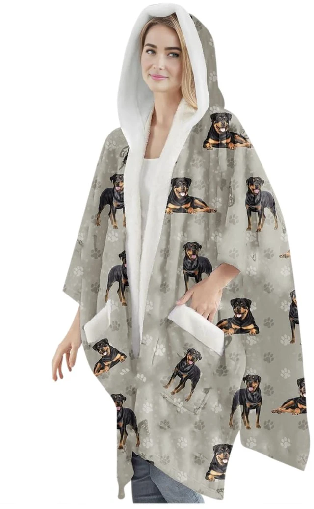 Main image of E&S Pets Snuggs Blanket Hoodie for Women Soft Fleece Wrap, Rottweiler