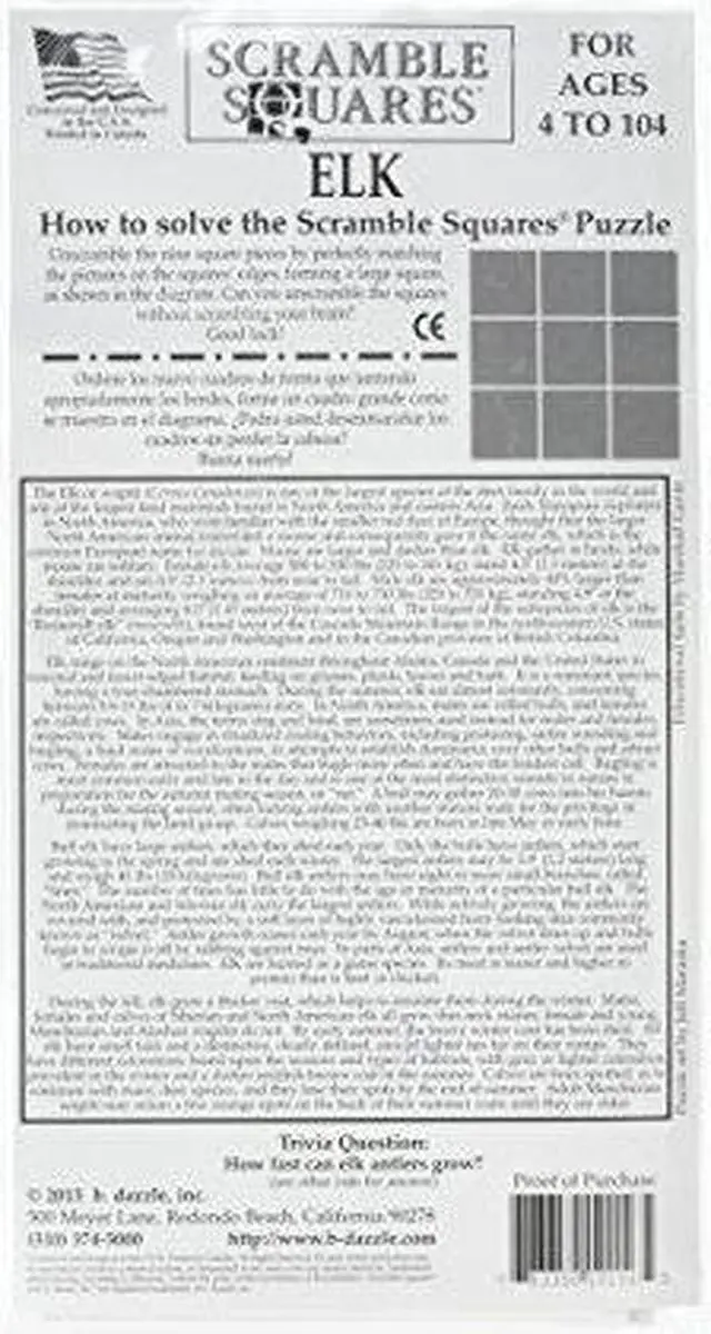 Alt view image 2 of 3 - Scramble Squares Puzzle Elk