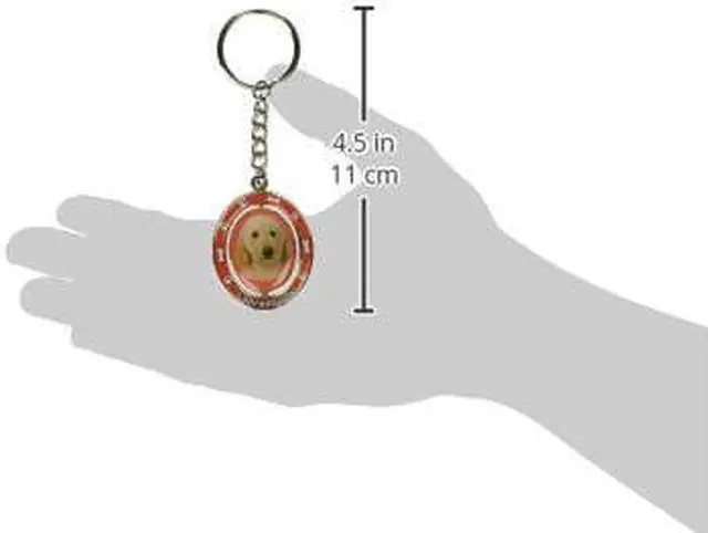 Alt view image 2 of 2 - Yellow Labradoodle Key Chain Spinning Pet Key Chains Double Sided Spinning
