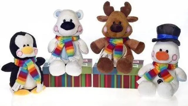 Main image of Set of 4 Medium Christmas Plush Stuffed Animal Pals 8" by Fiesta