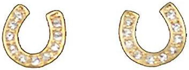 Main image of Finishing Touch Clear Crystal Horseshoe Earrings - Gold Finish