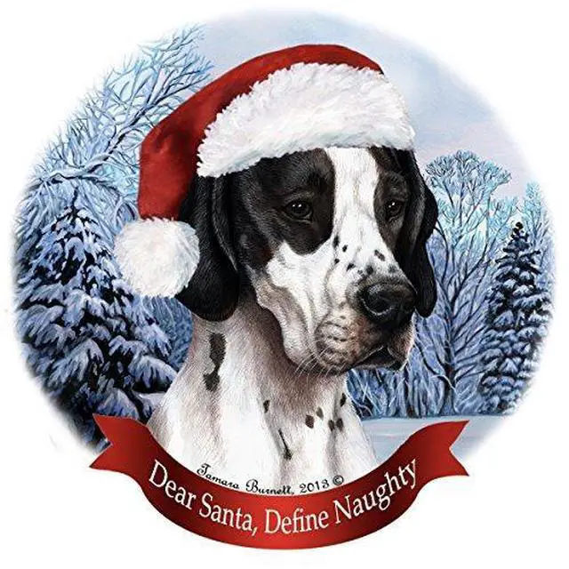Main image of Holiday Pet Gifts English Pointer Black Santa Hat Dog Porcelain Ornament