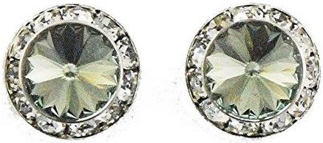 Main image of Finishing Touch Large Crystal Stone Show Earrings Black Diamond - Silver Finish