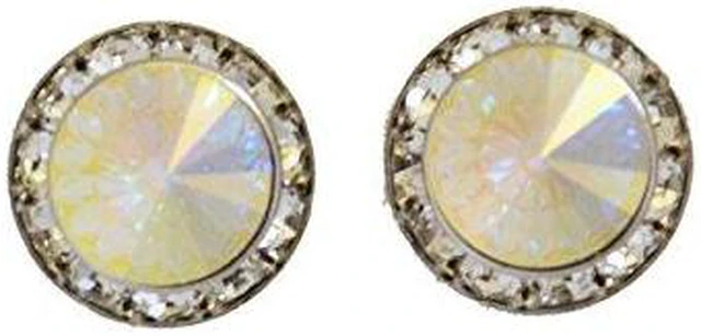 Main image of Finishing Touch Rivoli Stone Show Earrings Clear Aurora Borealis Silver Finish