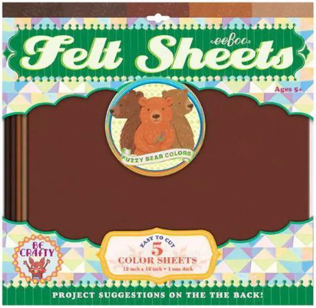 Main image of Bear Colors Brown Felt Sheets, 5 sheets, by eeBoo
