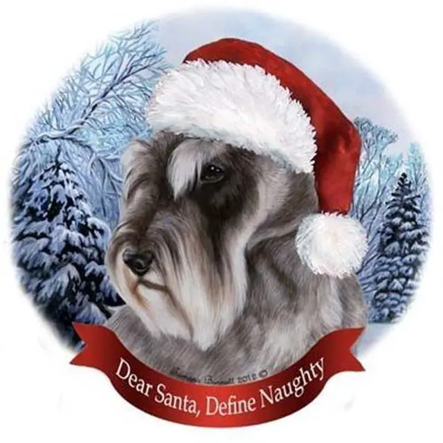 Main image of Schnauzer Cropped Dog Santa Hat Christmas Ornament Porcelain China USA-made