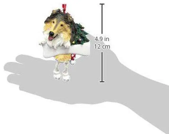 Alt view image 2 of 2 - Collie Ornament with Unique "Dangling Legs" Hand Painted and Easily Personalized
