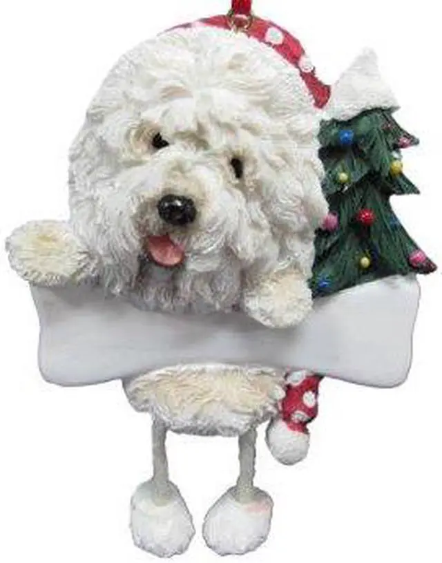 Main image of Old English Sheepdog Ornament "Dangling Legs" Hand Painted Easily Personalized