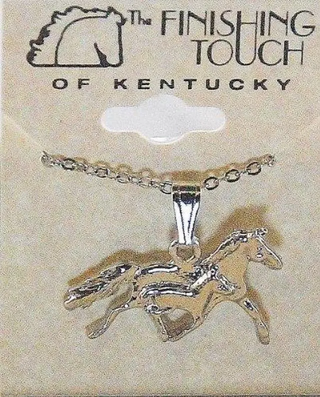 Main image of Finishing Touch Trotting Mare And Foal Necklace - Silver Finish