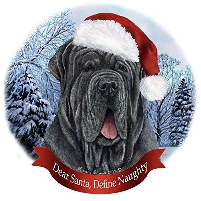 Main image of Holiday Pet Gift Neapolitan Blue Mastiff Uncropped Silver Dog Porcelain Ornament