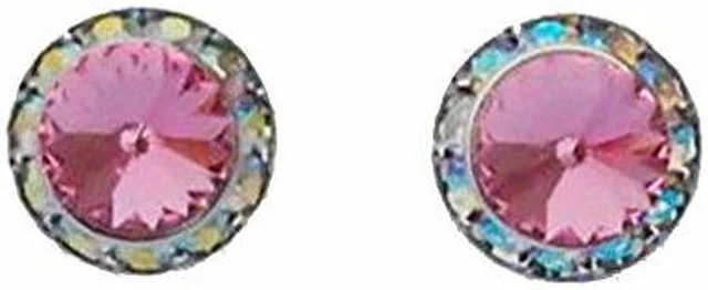 Main image of Finishing Touch Large Crystal Stone Show Earrings Light Rose Pink- Silver Finish