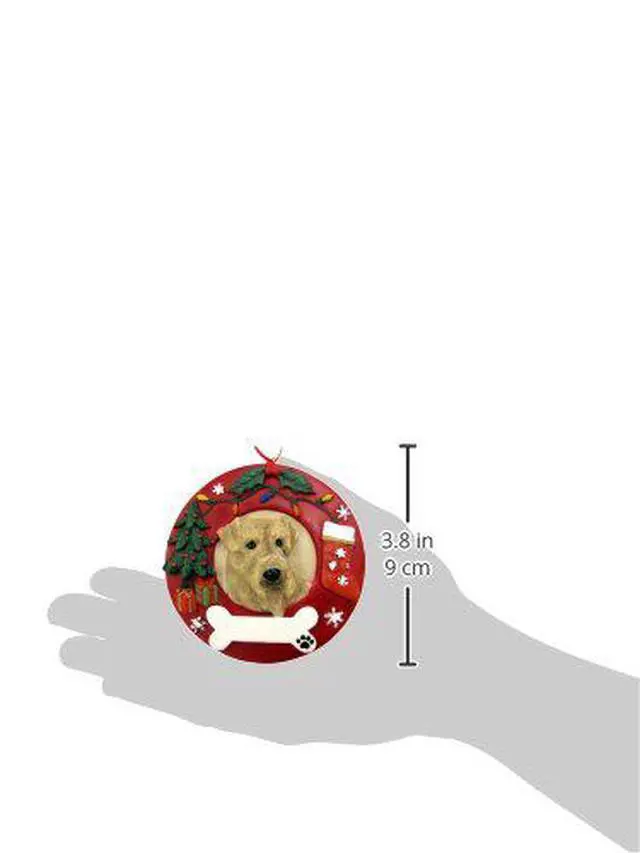 Alt view image 2 of 2 - E&S Pets Airedale Terrier Christmas Ornament Wreath Shaped Easily Personalized