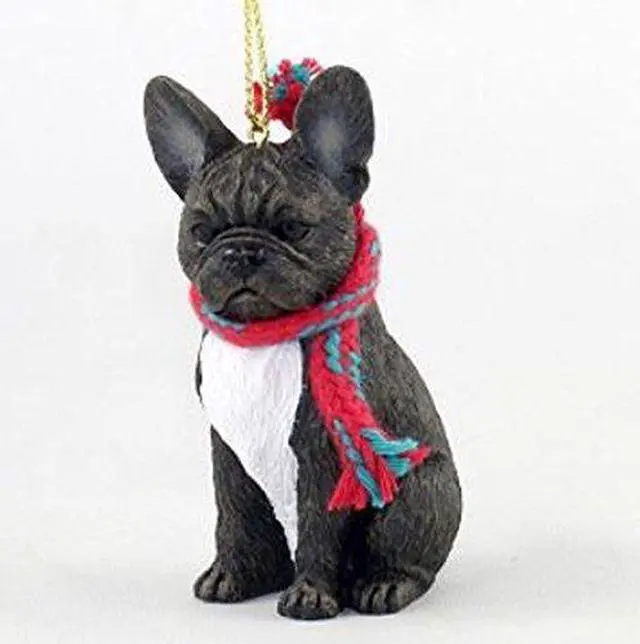 Main image of French Bulldog with Scarf Christmas Ornament (Large 3 inch version) Dog
