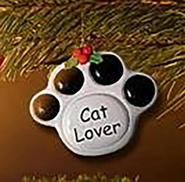 Main image of Ceramic Paw Print Christmas Ornament "Cat Lover"