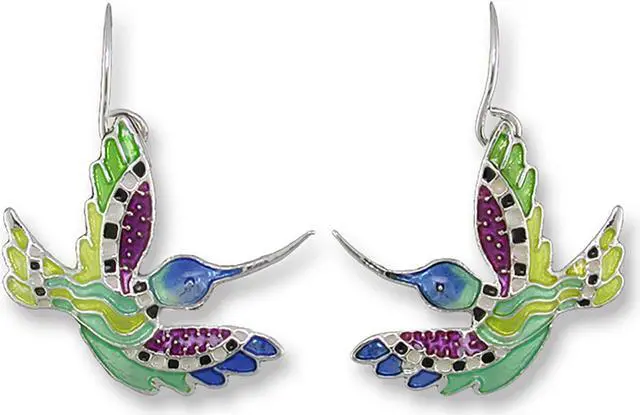 Main image of Zarah Hummingbird Radiance Enamel Dangle Earrings by Julie Mammano
