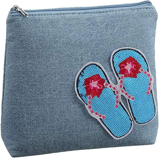 Main image of Ganz KABOOM! Patches - Light Denim Cosmetic Bag, Flip Flops