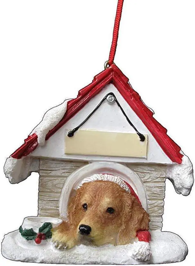 Main image of Golden Retriever Doghouse Ornament Hand Painted and Easily Personalized