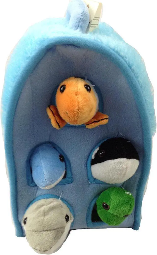 Main image of Plush Ocean Animal House with Sea Animals - Five Stuffed Sea Animals
