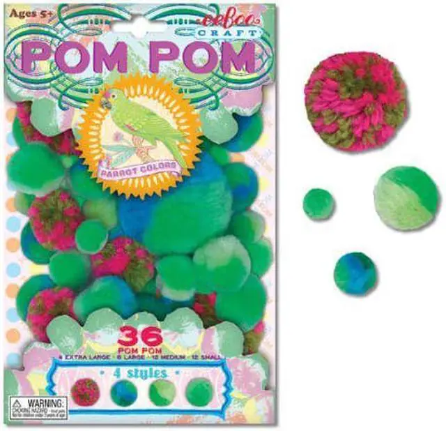 Main image of Parrot Colors Green Pom Pom Craft Kit by eeBoo