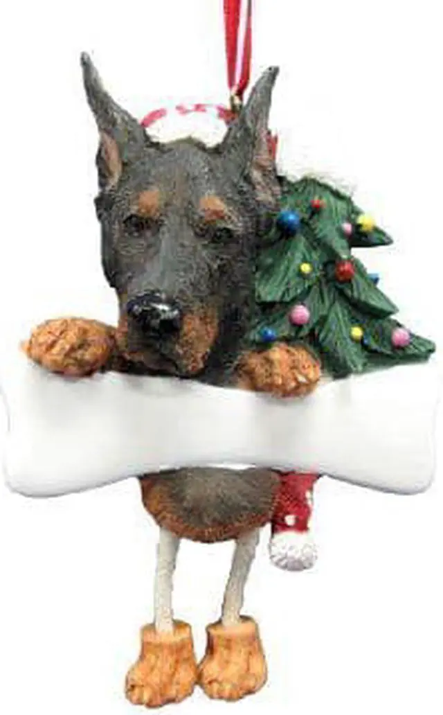 Main image of Doberman Ornament with Unique "Dangling Legs" Hand Painted