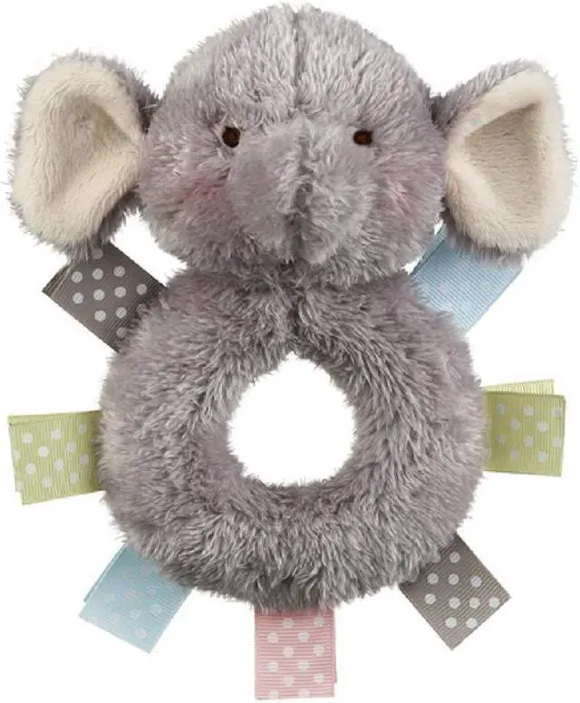 Main image of Baby Ganz Gray Wuzzies Elephant Rattle Baby Toy, 6"