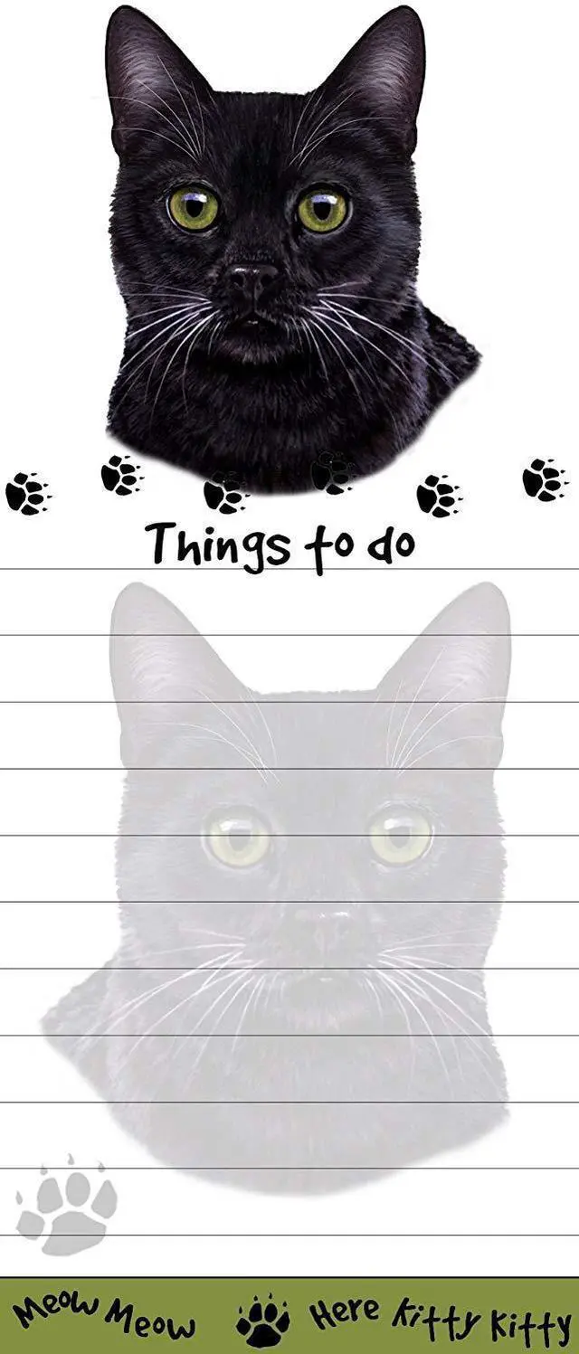 Main image of "Black Cat Magnetic List Pads" Uniquely Shaped Sticky Notepad