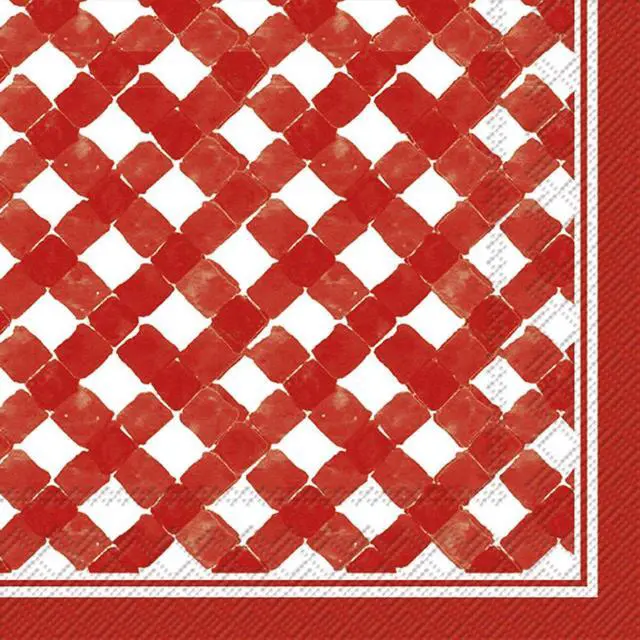 Main image of Boston International C016501 Roseanne Beck Cocktail Napkins, Red Gingham