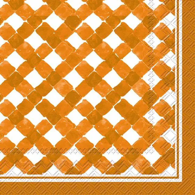 Main image of Boston International Roseanne Beck Cocktail Napkins, Orange Gingham