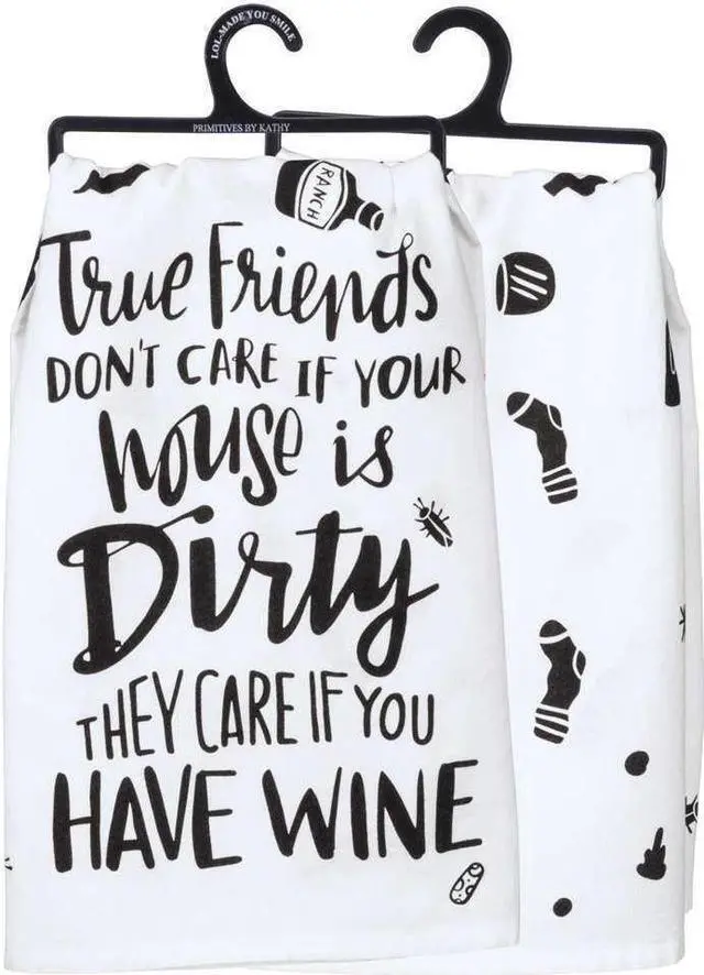 Main image of Primitives by Kathy 33209 LOL Made You Smile Dish Towel, 28" x 28", True Friends