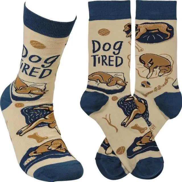 Main image of Primitives by Kathy Cotton Nylon Spandex Novelty Socks - Dog Tired