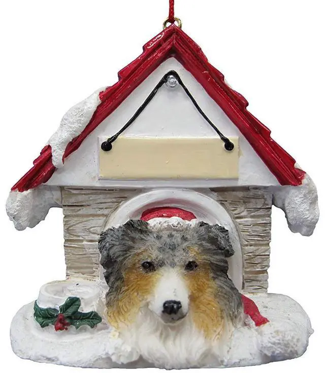 Main image of Australian Shepherd Doghouse Ornament Hand Painted Easily Personalized