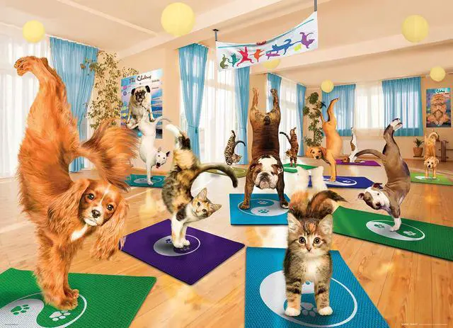 Alt view image 2 of 8 - EuroGraphics Dogs and Cats Yoga Studio Jigsaw Puzzle (300-Piece)
