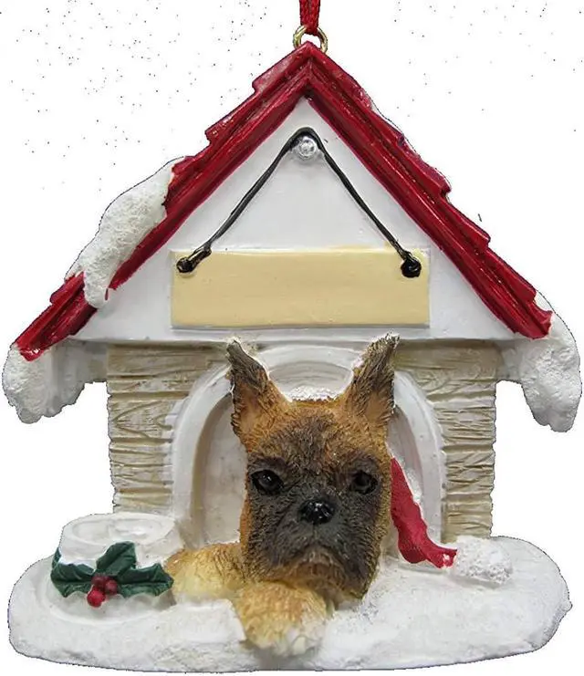 Main image of Fawn Boxer, Cropped Doghouse Ornament Hand Painted Easily Personalized