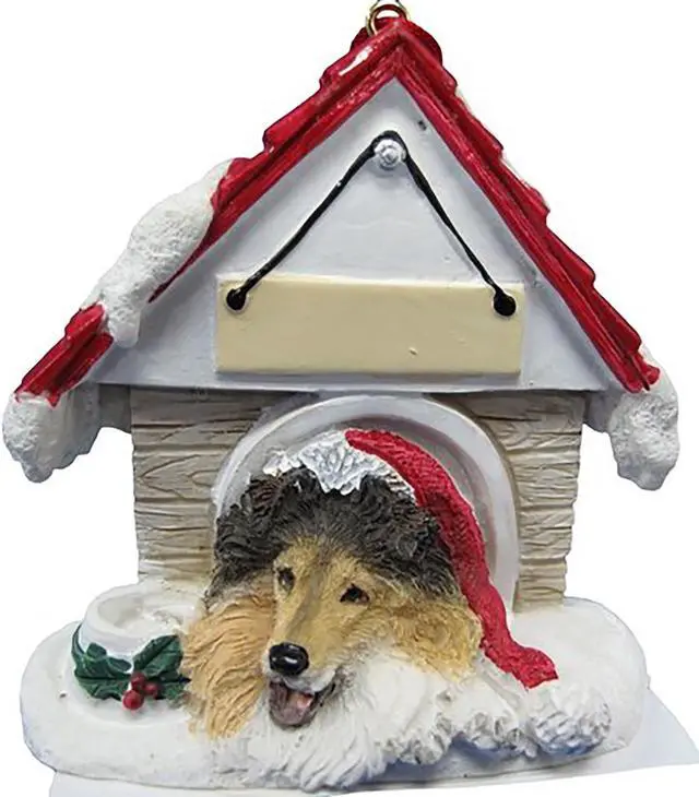 Main image of Collie Doghouse Ornament Hand Painted Easily Personalized