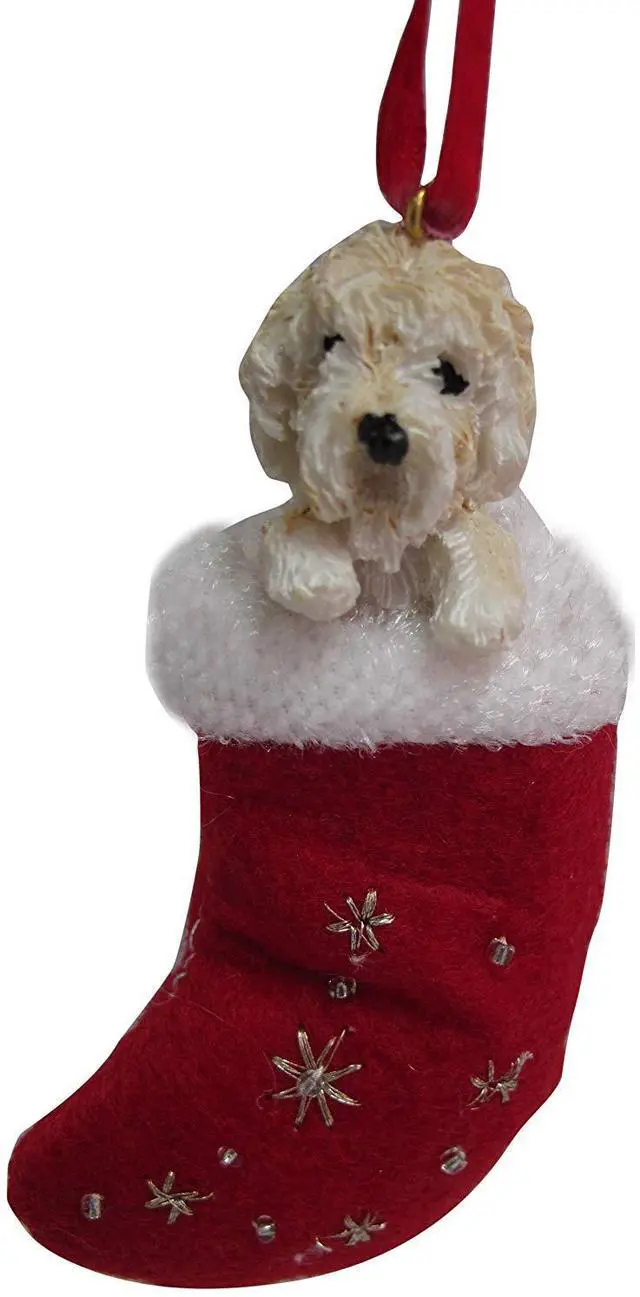 Main image of Cream Labradoodle Christmas Stocking Ornament "Santa's Little Pals"
