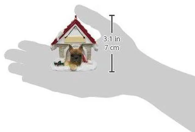 Alt view image 2 of 2 - Fawn Boxer, Cropped Doghouse Ornament Hand Painted Easily Personalized