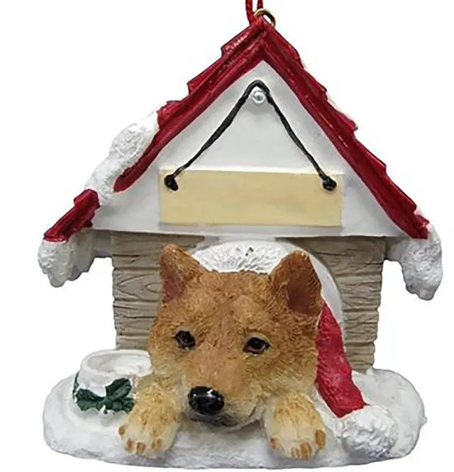 Main image of Red Shiba Inu Doghouse Ornament Hand Painted Easily Personalized