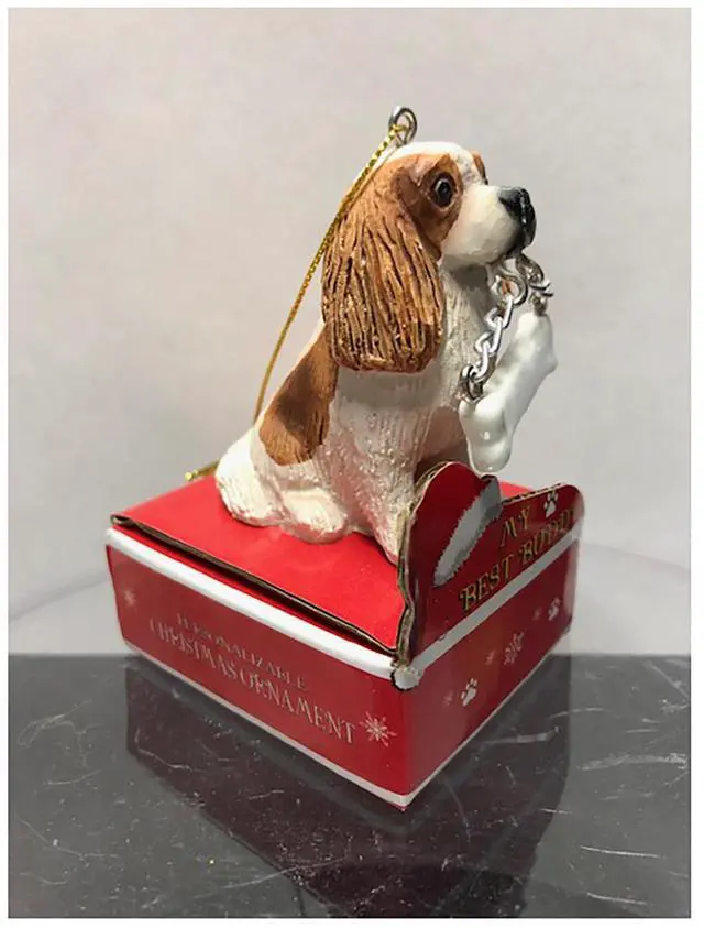 Alt view image 2 of 3 - E&S Pets My Best Buddy Cavalier King Charles with Bone Christmas Ornament