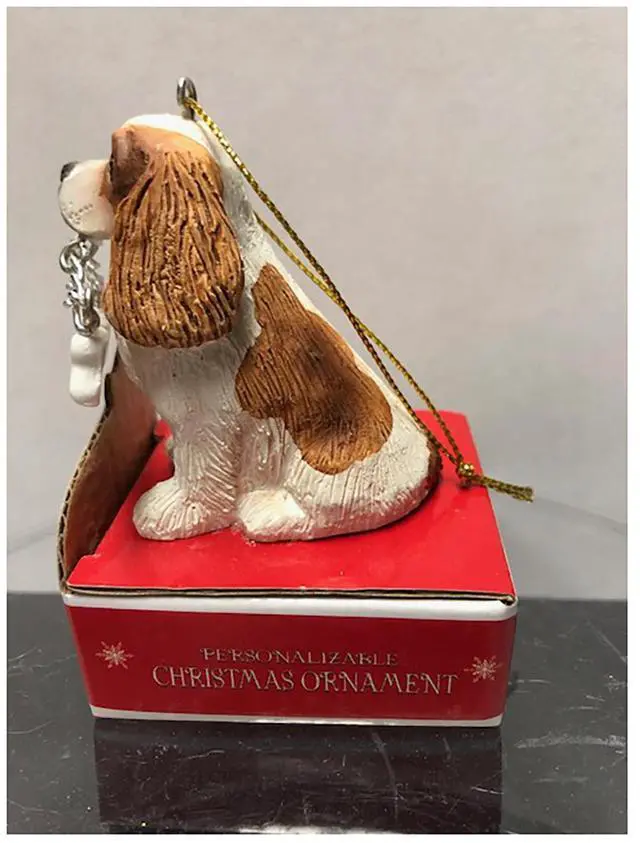 Alt view image 3 of 3 - E&S Pets My Best Buddy Cavalier King Charles with Bone Christmas Ornament