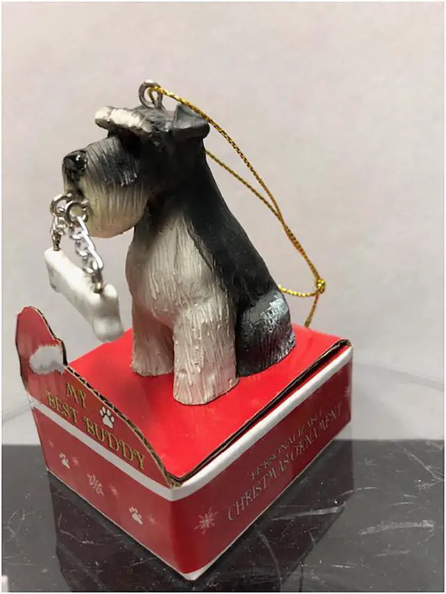 Alt view image 3 of 3 - E&S Pets My Best Buddy Schnauzer, Uncropped with Bone Christmas Ornament