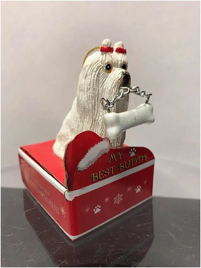 Main image of E&S Pets My Best Buddy Maltese with Bone Christmas Ornament